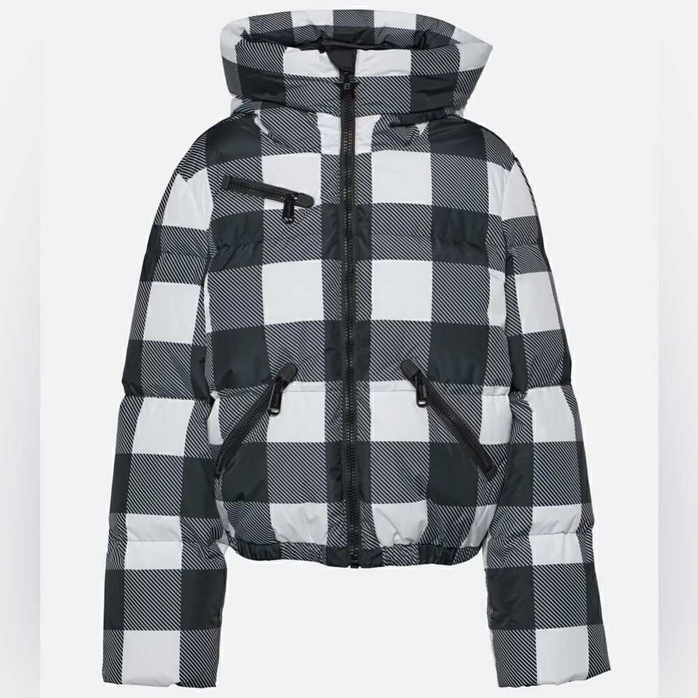 Goldbergh Cabin Checked Ski Jacket Waterproof NWT US 4 Black White Flannel Print